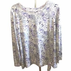 Croft & Barrow Grey Purple Floral Tie Detail